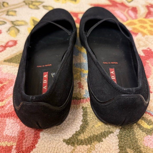 PRADA Vintage Balletcore Black Suede Mary Jane Ballerina Flats - Size 37/7 - Picture 9 of 16